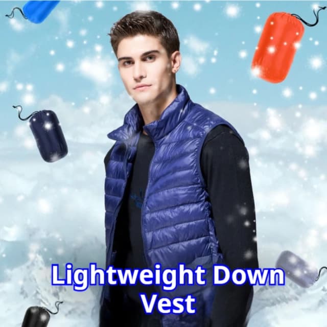 UETEEY 2024 Winter Sleeveless Puffer Vest Jacket Men Packable White Duck Down Waistcoat Lightweight Waterproof Casual Man Coat