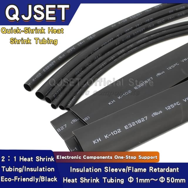 1M/5M Black Heat Shrink Tubing Insulation Sleeve Wire Protective Cover Cable Data Cable Repair Heat Shrink Sleeve 1 2 3 4 5-50mm