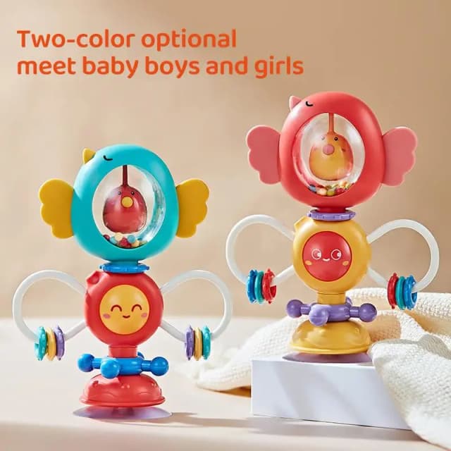 Baby Toys 6-12 Months Infant Rattles Set High Chair Suction Cup Rattle Teething Toys for Babies Sensory Development BabyTray Toy