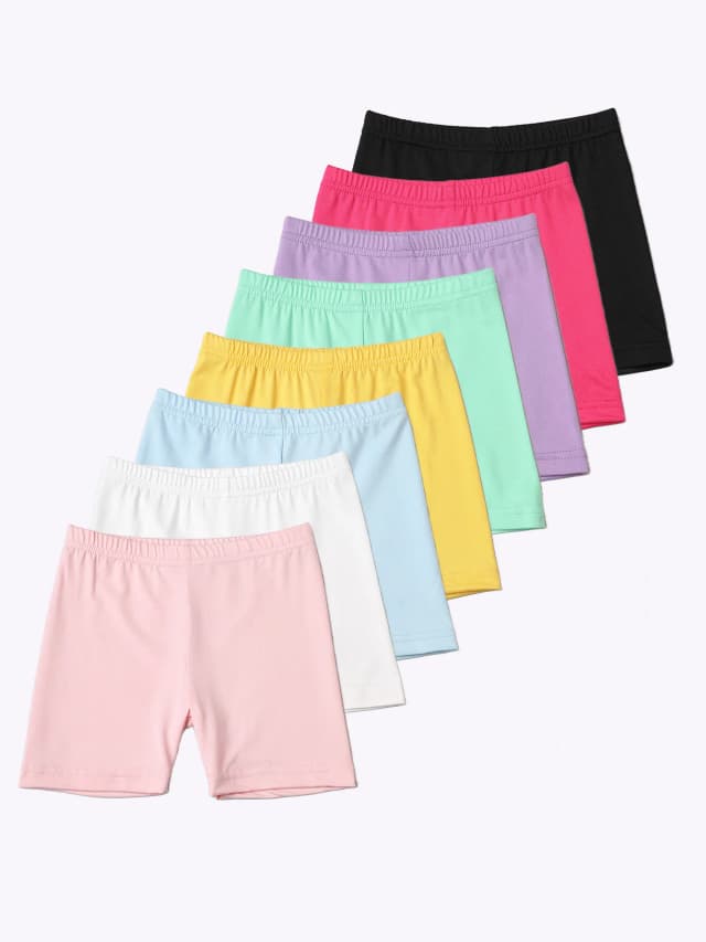 2Pcs Summer Solid Color Kids Leggings Girls Safety Shorts Leggings Girls' Beach Shorts Are Suitable for Children Aged 2-12 Years