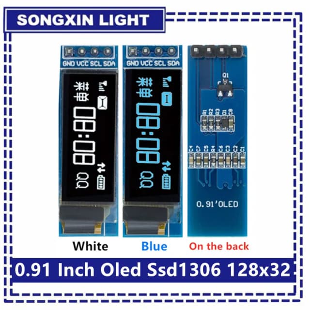0.91 inch OLED Module White/Blue OLED 128X32 OLED LCD LED Display Module 0.91" IIC Communicate For Arduino ROHS Certification