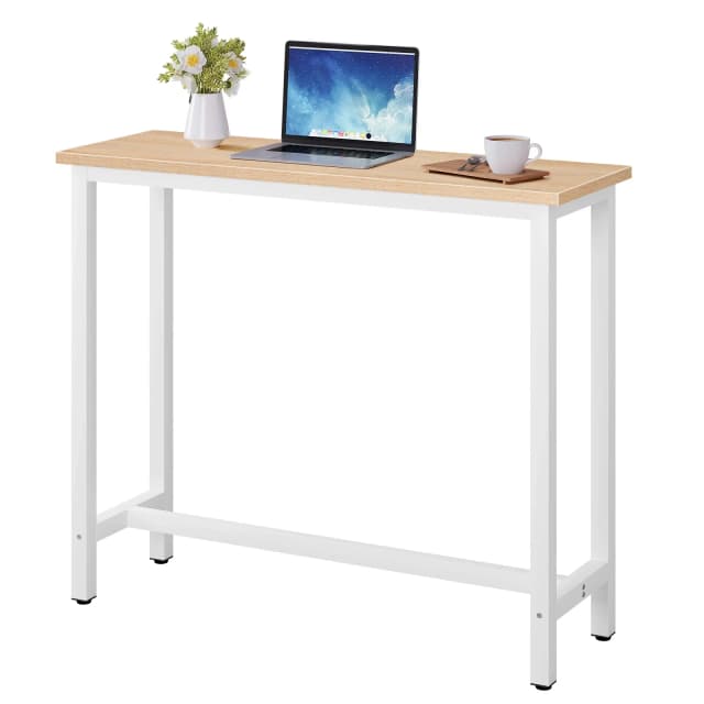WOLTU Counter Bar Table 120x40x100cm Coffee Breakfast Dining Kitchen Table Metal Legs with Footrest for Dining Room Living Room