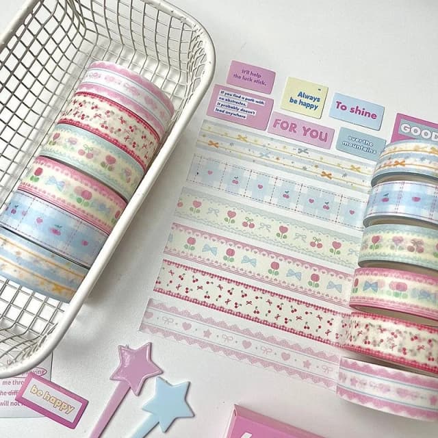 MINKYS 6pcs/lot Cherry Star Style Decorative Tape Cute Cartoon Creative Washi Tape School Stationery