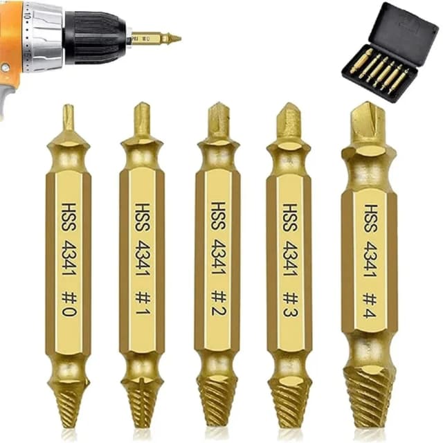 6PCS Double Head Speed Out Bolt Extractor Broken Screw Extractor Drill Bits Set Stud Removers Easily Take Out Demolition Tools