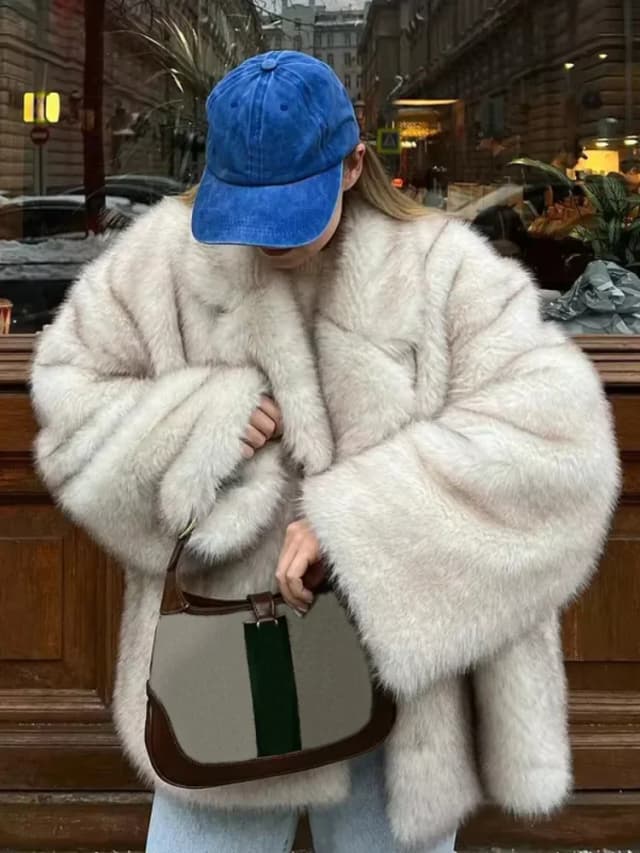 2024 Winter Ins Hot Fashion Girls Oversized Gradient Fur Coat Women Thick Warm Outerwear Fluffy Faux Fox Fur Jacket