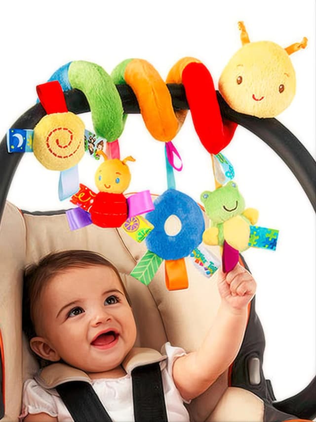 0-6 months Colorful Label Bed for Infants and Baby,Hanging Baby Comfort Toys around the Bed,Car Safety seat hanging Toy