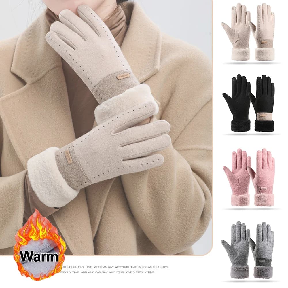 Winter Women Gloves Hand Warmer Thermal Fleece Lined Guantes Full Finger Touchscreen Waterproof Outdoor Sport Bike Cycling Glove