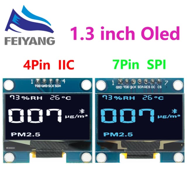 1.3 inch OLED module  SPI/IIC I2C Communicate white/blue color 128X64 1.3 inch OLED LCD LED Display Module 1.3" OLED module
