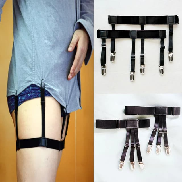 2PCS Suspenders for Shirt Holder Strap Hangers for Men Woman Pants Suspenders Braces Tactical Stocking Belt DB05