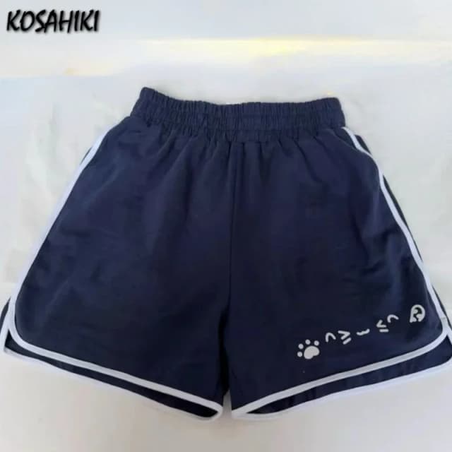 Japanese Summer Shorts for Women Patchwork Elastic Waist Wide Leg Pants Casual Loose Pantalones Cortos De Mujer 2025 New Bottoms