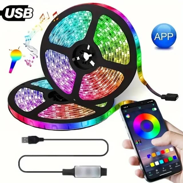 RGB 5050 LED Strip Light USB 5V Bluetooth Control Color Changing Lights Tape Led Ribbon Flexible Lamp For Home Party Decoration