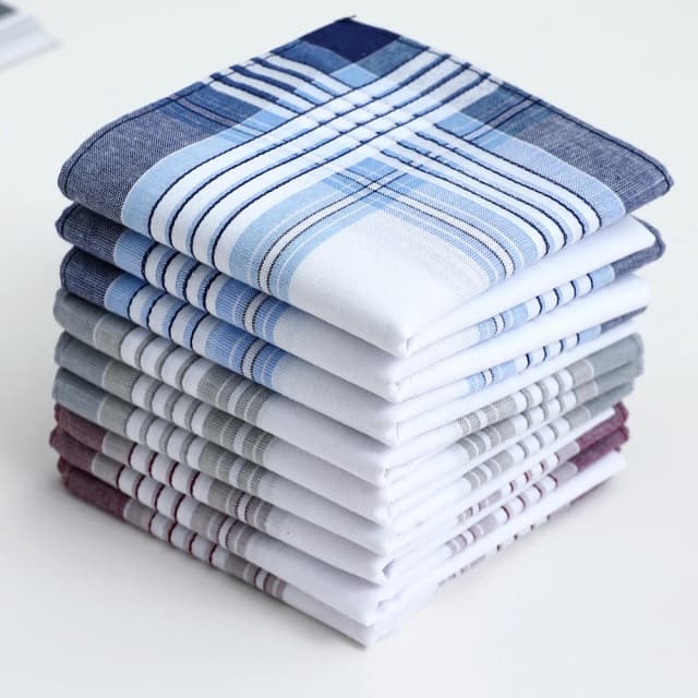 6-Pack Men's Yarn-Dyed Pure Cotton Handkerchiefs, Classic Plaid Handkerchiefs, Wedding Groom's Gift, Sweat-Wiping Pocket Towels