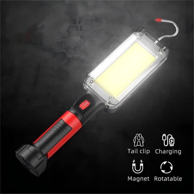 Led Work Light COB Floodlight 8000LM Rechargeable Lamp Use 2*18650 Battery Led Portable Magnetic Light Hook Clip Waterproof