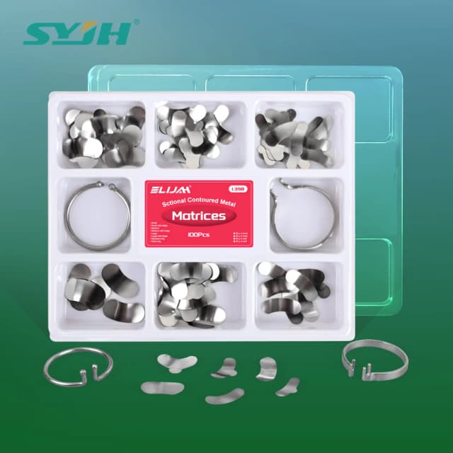 Denspay 100pcs/Box Dental Sectional Matrix System Dental Sectional Matrix Band Resin Clamping/Seperating Ring Dentist Tools