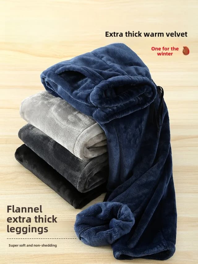 Thickened Fleece Coral Velvet Sleep Pants Men's Home Pants Warm Spring Autumn Long Trousers Plush Large Size Youth Long Pants