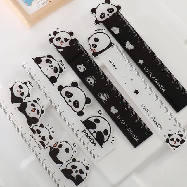 1 Piece Cute panda Straight Kawaii Christmas Ruler Tools Stationery Cartoon Drawing Office School Measuring
