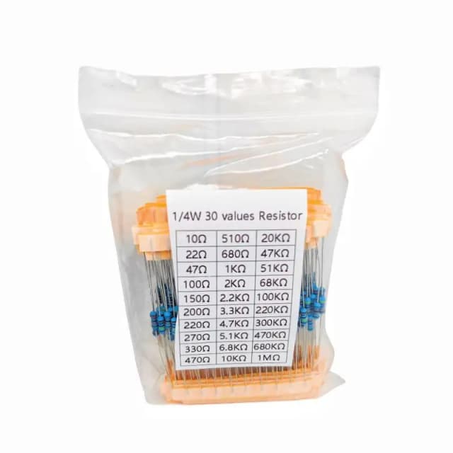 300-600pcs/set 30 Kinds 1/4W Resistance 1% Metal Film Resistor Pack Assorted Kit 1K 10K 100K 220ohm 1M Resistors 300pcs/set