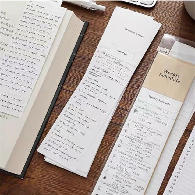 MINKYS 24 Sheets Kawaii Bookmark Type Memo Pads Paper Weekly Planner To Do List Journal Meeting Note Paperlaria Stationery