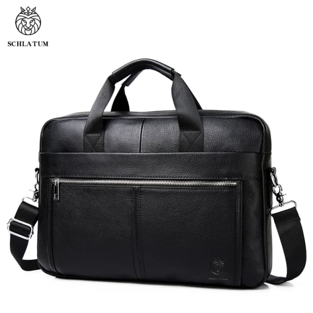 SCHLATUM Genuine Leather Briefcases Hard For Men Luxury Handbags Laptop Briefcase Bags 15 Inch Office Bussiness Computer Bag