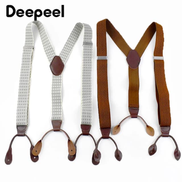1Pc Adult Suspenders for Men 35mm Wide 6 Clips Button Elastic Strap Man Braces Suit Pants Jockstrap Men's Harness Accessories