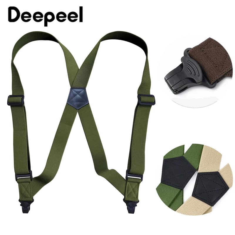 1Pc 38mm Adults Men Suspenders Plastic 2 Clips Belt Buckle Elastic Strap Man Braces Suspender for Pants Shirt Male Jockstrap