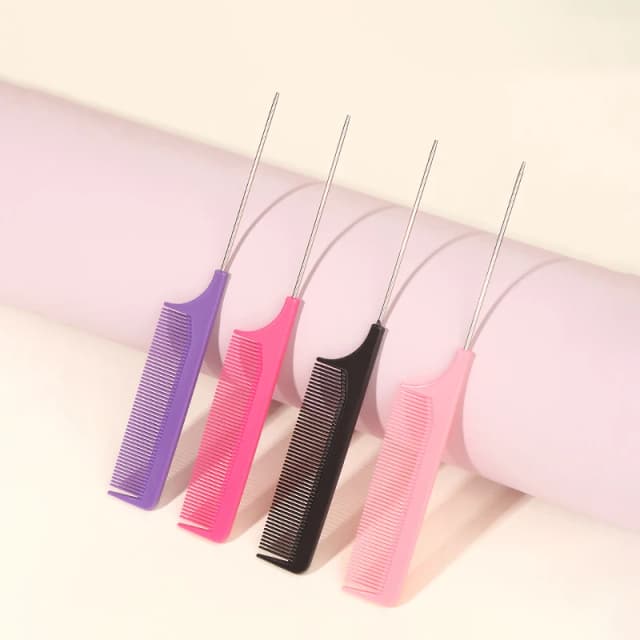 1 Professional pointed tail comb hair salon stainless steel comb anti-static dyeing comb styling tool Special for real hair wigs