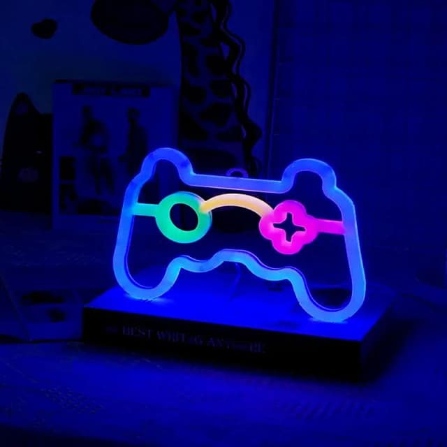 LED Neon Sign Lights USB Game Handle Lamp Neon Logo Wall Lights for Holiday Gift Party Game E-sport Room Camping Home Decor